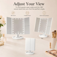Miroir cosmétique grossissant LED pliable de bureau avec écran tactile, interrupteur à intensité variable, rechargeable, grossissement 2X 3X, couleur personnalisable