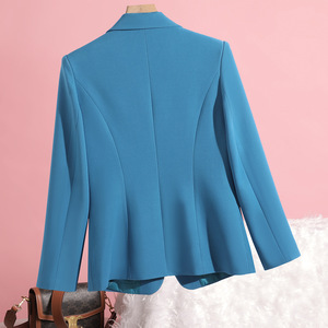 White Fitted Blazer For Women With Padded Shoulders Waist Cinching Professional Versatile Spring Autumn Wear - Product Image 3