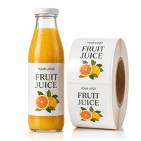 Étiquettes personnalisées pour bouteilles de jus de fruits, autocollants en papier synthétique imperméables, laminage, OEM, ODM