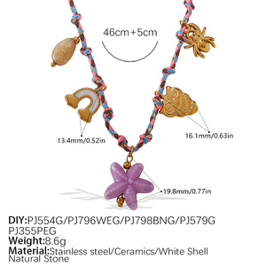 color <b>rope</b> diy stainless steel pendant necklace for women creative personalized animal starfish flower jewelry necklace - Product Image 4