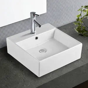Дизайн простой квадратный умывальник для ванной комнаты винтажная столешница керамическая раковина