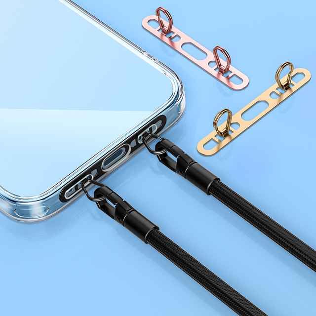 Ultra-Thin Stainless Steel Phone Lanyard with Dual Buckles Durable Anti-Loss Connector Metal Back Sticker Mobile Phone Straps
