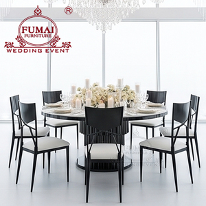 Modern Hotel Furniture <b>Outdoor</b> Banquet Reception Black Iron Metal Base <b>Round</b> Dining <b>Table</b> With MDF - Product Image 6