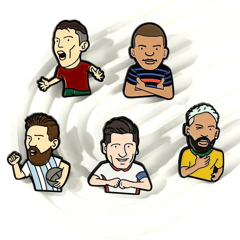 Copa de fútbol mundial personalizada Good Job Star Insignias de fútbol duras Pins de solapa Diseño lindo Golden One Messi Esmalte Pin