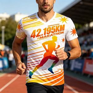 Camiseta de running personalizada barata con logo para maratón, publicidad, impresión 3D, poliéster, sublimación, camisetas en blanco. - Product Image 2