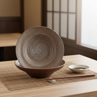 Nouveau style – Ensemble de bols à ramen ronds en mélamine de 11,3 pouces avec impression anneau annuel