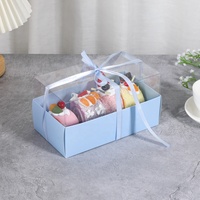 XJH Fête des Mères Rose Boîte à Gâteau Dessert Jaune Boîtes à Gâteau avec Couvercle Transparent Boîte Cadeau pour Fête de Mariage