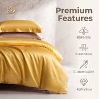 Parure de lit 4 pièces 100% pure soie de mûrier, comprenant drap-housse, housse de couette, taies d'oreiller et motif matelassé, pour usage domestique