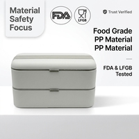 Boîte à bento double couche anti-fuite en PP sans BPA, durable, avec couvercle, personnalisable (couleur et logo), compatible micro-ondes, pour le bureau et les pique-niques