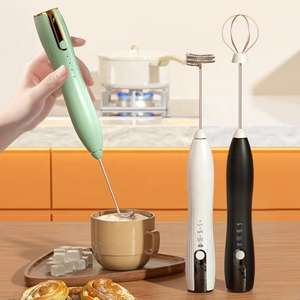 カスタマイズ可能なミニブレンダー、コーヒー、カプチーノ、ホットチョコレート用、ハンドヘルド電動ミルクフォーマー、ミルクシェイク用スタンド付き - Product Image 1