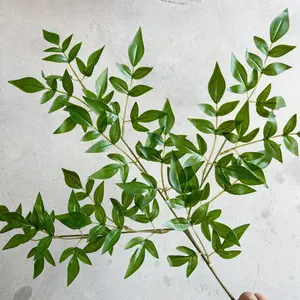 Grosir murah bunga pernikahan hijau batang daun simulasi cabang pohon hijau
