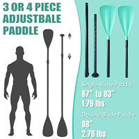 Pagaie gonflable Aqua Cyan pour SUP, manche en alliage d'aluminium réglable avec poignée anti-torsion à rainure en U, pagaie flottante en 3 parties