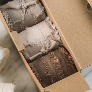 OKAY vente en gros 38MM largeur blanc à la main frange <span class=keywords><strong>ruban</strong></span> de soie en mousseline de soie pour emballage cadeau Bouquets de <span class=keywords><strong>mariée</strong></span> Invitations de mariage déco - Product Image 5