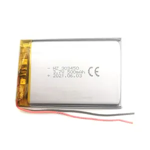 Baterai Lipo KC CE Ultra Tipis 303450 3.7V 500Mah Baterai Polimer Litium untuk Pelacak GPS