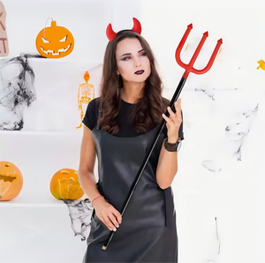 Halloween Cosplay fiesta Trident Fork props Horror Red Devil Horn diadema y Pitchfork Trident Demon Set - Product Image 5