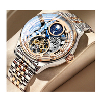 Montre mécanique automatique pour homme, boîtier en acier inoxydable personnalisé en série, squelette, affichage 24 heures, luminescent