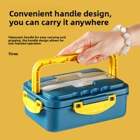 Meistverkaufte PP-Kunststoff Wiederverwendbare Tragbare Verstärkte Isolierte Lebensmittelverpackung Lunchbox Zweistöckig mit Unterteilten Fächern Versiegelt Modern