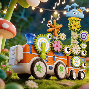Jouets de construction en plastique pour enfants, train électrique créatif à assembler soi-même, avec engrenages rotatifs pour jardin, pour l'éducation musicale et STEM - Product Image 4