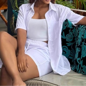 Ensemble chemise à manches courtes et short pour femme, boutonné, décontracté, tenue en 2 pièces, tendance - Product Image 4