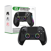 Manette de jeu sans fil Bluetooth RGB 1000 mAh avec coque avant magnétique pour console de jeu PS4 Slim Pro, avec joystick à déclencheur Hall
