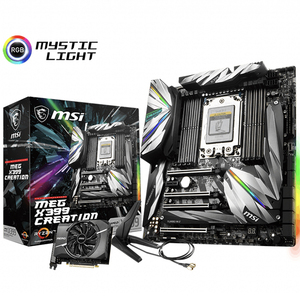 Carte mère MSI MEG X399 CREATION d'occasion avec mémoire <span class=keywords><strong>DDR4</strong></span> 128 Go prend en charge les processeurs AMD RYZEN THREADRIPPER de 1ère/2ème génération - Product Image 1