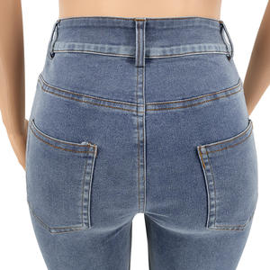 Jeans de Mujer Ajustados con Cordón, Diseño Hueco, Lavados, Color Sólido, a la Moda - Product Image 5