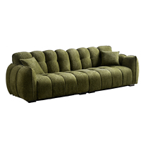 Canapé modulable trois places en tissu chenille, style rétro vintage, forme citrouille, dossier haut, haute densité, pour salon, direct usine