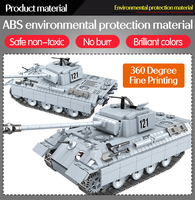 QUANGUAN 100064 askeri panter Tank-121 blok yapı oyuncaklar ordu tankı yapı setleri modeli çocuklar için