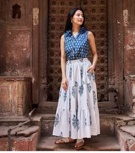 Modern Style Woven Floral Print Boho Knee-Length <b>Dress</b> Short Sleeve A-Line <b>Elastic</b> Waist Cotton Bamboo Fiber Regular All Seasons - Product Image 1