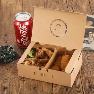 バーベキュー梱包箱 Suppliers-韓国のフライドチキンテイクアウト包装箱クラフト紙食品包装箱スマイリースナックバーベキュー包装箱