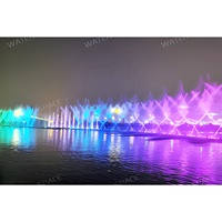 Fontaine musicale intelligente avec spectacle d'eau synchronisé et éclairage LED RGB pour aménagement de bassin extérieur