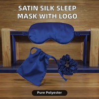 Masque de sommeil en satin, chouchou pour cheveux et pochette de rangement, cache-yeux au toucher soyeux pour le sommeil nocturne et les voyages, avec sangle élastique