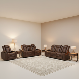 Conjunto de sofá reclinable eléctrico con luz LED, sofá con altavoz Bluetooth, sofá reclinable para sala de estar, sofá reclinable de cuero de lujo - Product Image 5