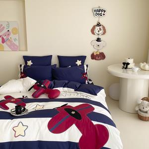 ชุดเครื่องนอนผ้าฝ้ายปักลายการ์ตูน4ชิ้นสีแดงบ้านโรงแรมสิ่งทอสำหรับเด็กทารก - Product Image 4