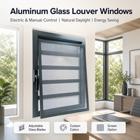 Fenêtres à persiennes en verre avec cadre en aluminium, lames de verre réglables, commande électrique à distance, éclairage naturel, économie d'énergie pour la maison et le bureau