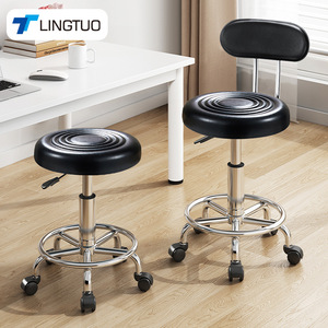 LingTuo Adjustable <b>Bar</b> <b>Stool</b> With Backrest And Wheels For Workshop Salon Use - Product Image 1