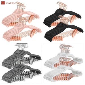 Lavinia <span class=keywords><strong>negozi</strong></span> di abbigliamento per la casa moderni grucce floccate grucce ultrasottili di alta qualità appendiabiti multifunzione in velluto - Product Image 2