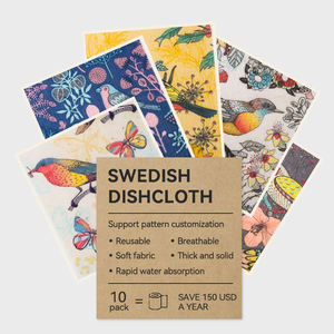 自社ブランドスウェーデン布環境にやさしいセルローススポンジ布再利用可能キッチン生分解性吸収剤カスタム食器布 - Product Image 1