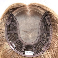 Bereit zum Versand Chinesische Nagel haut Remy Echt haars pange in MONO Topper Balayage Braun Blond Gerade Toupee für Frauen