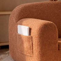 Fauteuil en polaire Sherpa Teddy marron chaud, avec noyau en mousse de soutien, en tissu résistant aux animaux domestiques, idéal pour la lecture dans la chambre d'enfant