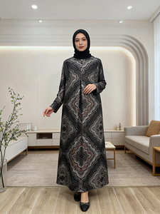 Traditional Modest Rayon Abaya Muslim Women Dress Loose Ankle Length Long Sleeves Geometric <strong>Vintage</strong> Casual Business Evening - Product Image 2