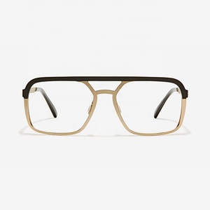 <span class=keywords><strong>Double</strong></span> <span class=keywords><strong>pont</strong></span> femmes unisexe en acier inoxydable surdimensionné métal lunettes de vue chine en gros optique cadre de lunettes - Product Image 6