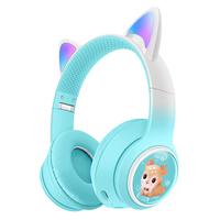 Headphone nirkabel, headphone bermain game Bth anak-anak dengan tampilan baterai, penerima suara