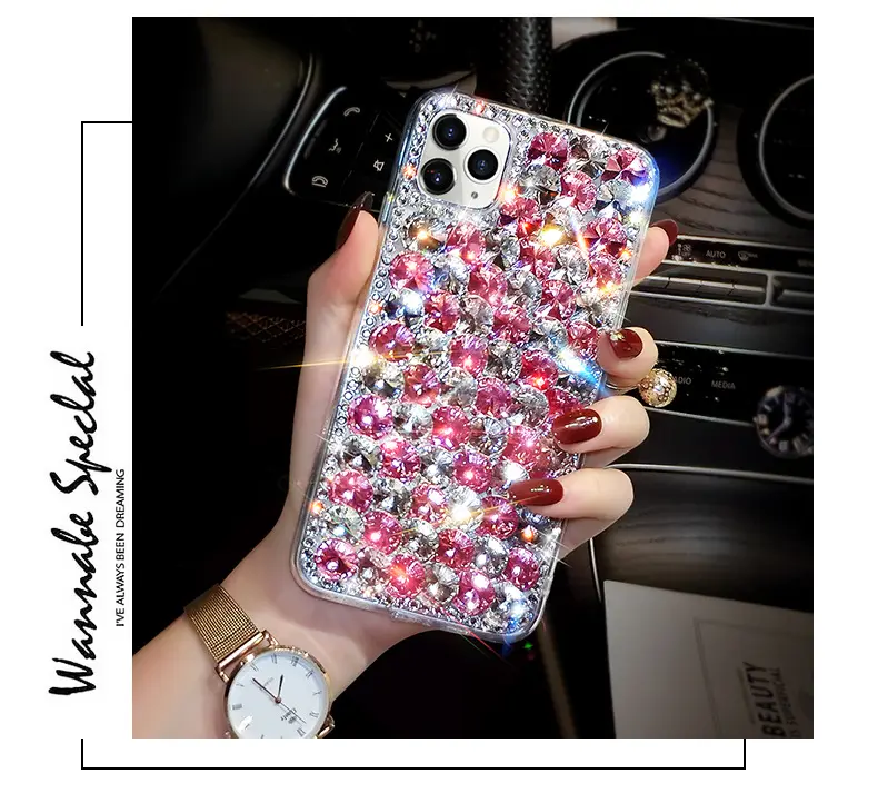 mobile phone bags cases For iPhone 6-12 Pro Max and Samsung S8-S21 Ultra Shockproof Colorful Rhinestone Luxury Brand Cases