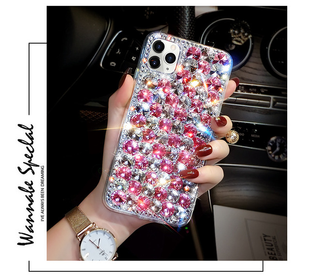 Mobile Phone Bags Cases for iPhone 6-12 Pro Max and Samsung S8-S21 Ultra Shockproof Colorful Rhinestone Luxury Brand Cases