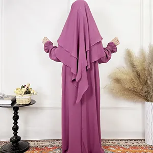 2024ツーピースホットセールイスラム教徒ファッション高品質カジュアルジルバブアイスシルククレープ