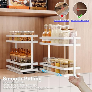 Organisateur coulissant sur mesure à bande adhésive surélevée, étagère à épices coulissante à 2 niveaux pour l'intérieur des armoires, largeur 4-3/8 pouces - Product Image 5