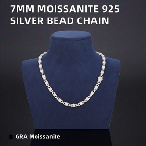 Collar de Cuentas de 7mm con Diseño Original, Chapado en Oro sobre Plata 925, con Moissanita Certificada GRA, Estilo Hiphop, Cadena Tennis - Product Image 2