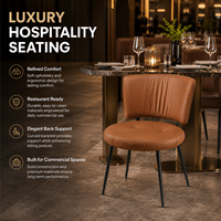 Chaise de salle à manger capitonnée de qualité supérieure, revêtement en cuir, dossier incurvé plissé, pieds en métal, pour hôtel et restaurant