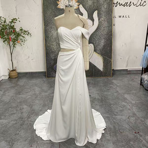 Vestido de Novia Satinado Jancember LSSG156, Vestido de Novia de Un Solo Hombro, Corte en A, Vestido de Novia Moderno para Boda <span class=keywords><strong>Civil</strong></span> - Product Image 1